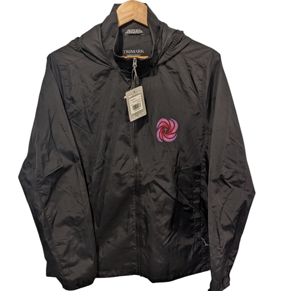 Trimark Jackets & Blazers - Trimark Tobo Packable Black Windbreaker Jacket With Logo Size Large
